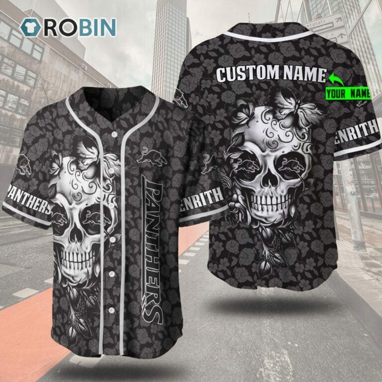 Penrith Panthers Skull Floral 3D Personalized Baseball Jersey