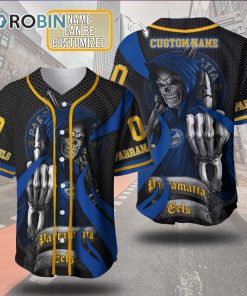 Personalized Metal Skull Parramatta Eels 3D Baseball Jersey NRL