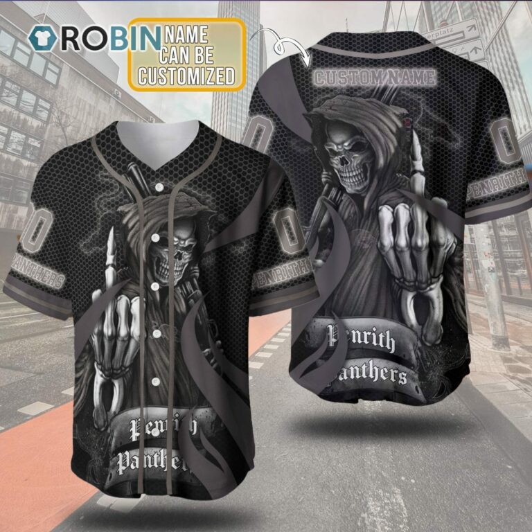 Personalized Metal Skull Penrith Panthers 3D Baseball Jersey NRL