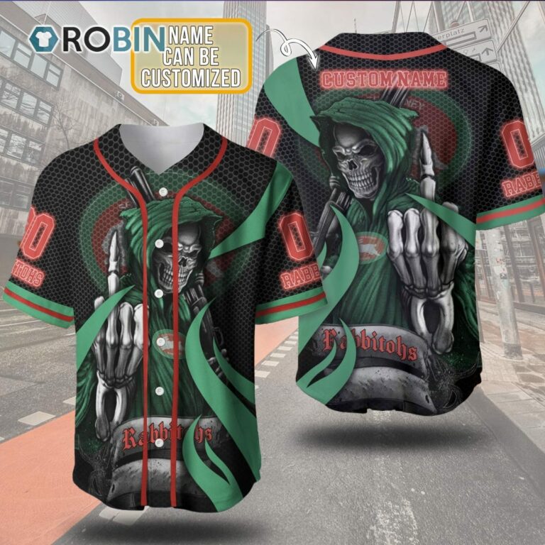 Personalized Metal Skull South Sydney Rabbitohs 3D Baseball Jersey NRL