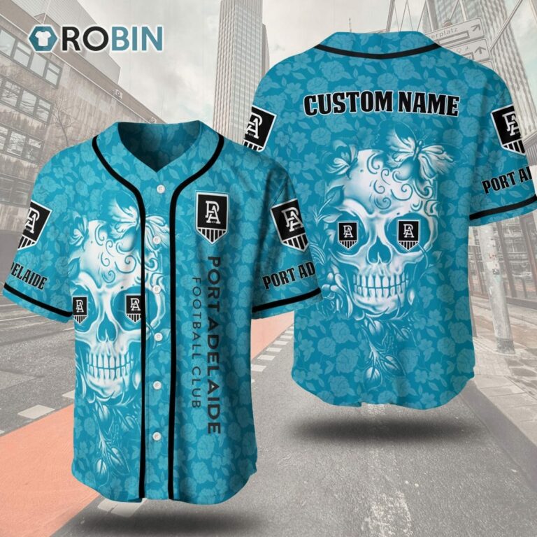 Port Adelaide Football Club Skull Floral 3D Personalized Baseball Jersey