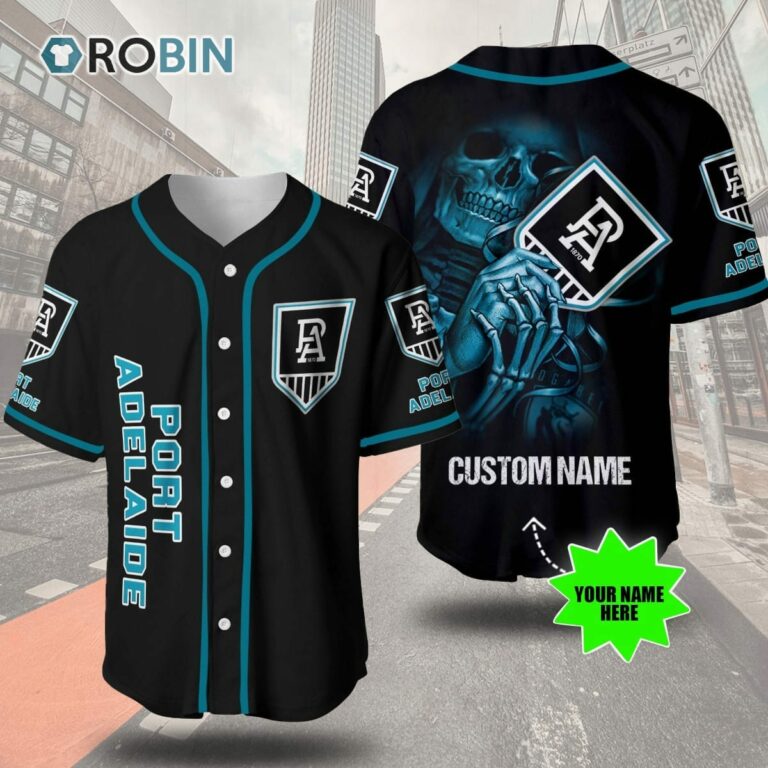 Port Adelaide Football Club Skull 3D Personalized Baseball Jersey