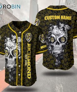 Richmond Football Club Skull Floral 3D Personalized Baseball Jersey