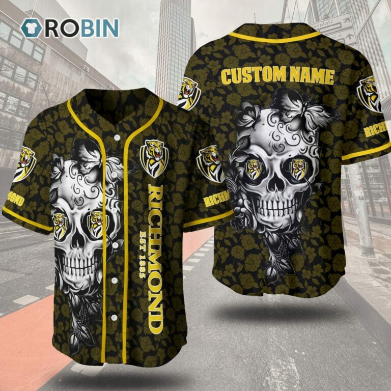 Richmond Football Club Skull Floral 3D Personalized Baseball Jersey