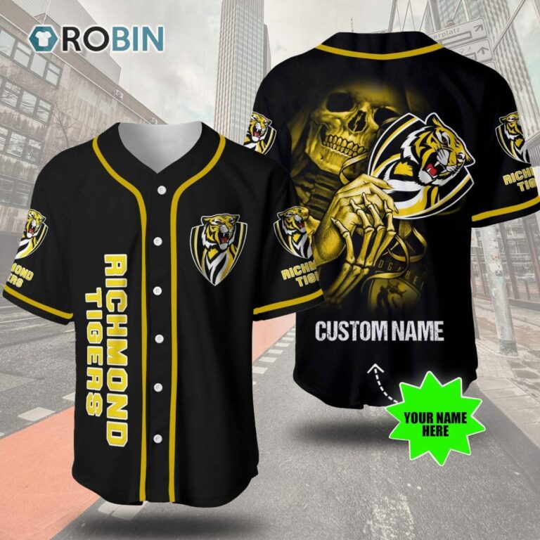 Richmond Football Club Skull 3D Personalized Baseball Jersey