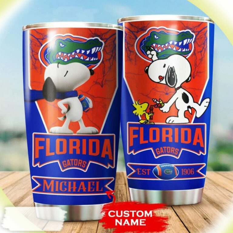 Snoopy and Woodstocks Paints Logo Florida Gators Custom Name Tumbler
