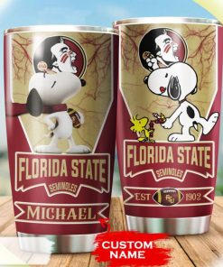 Snoopy and Woodstocks Paints Logo Florida State Seminoles Custom Name Tumbler