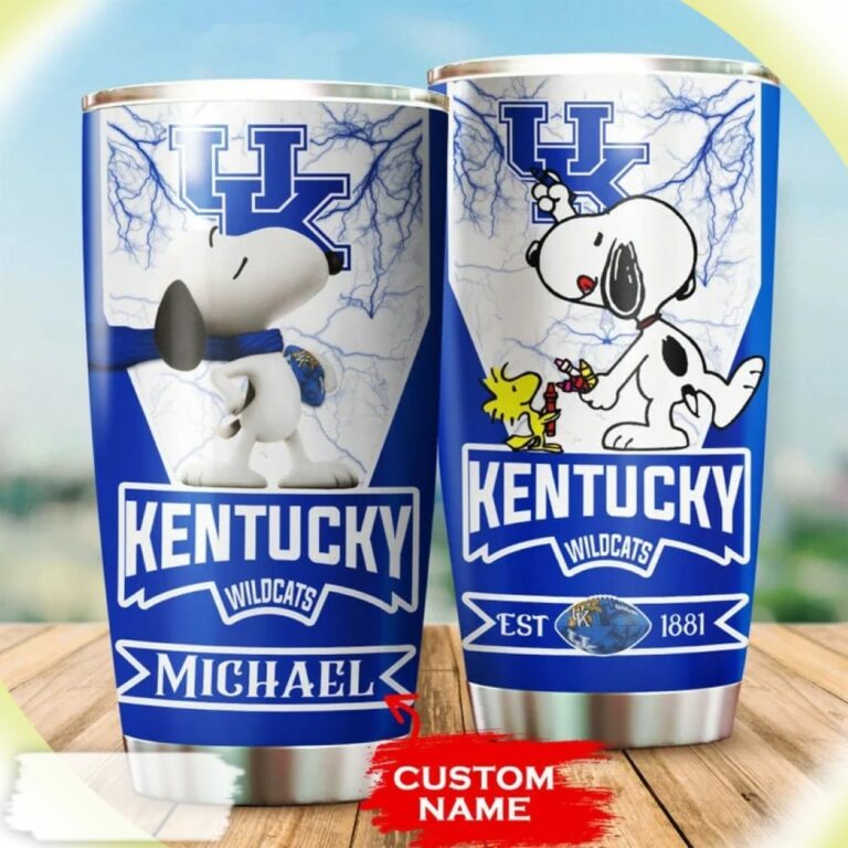 Snoopy and Woodstocks Paints Logo Kentucky Wildcats Custom Name Tumbler