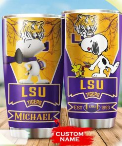 Snoopy and Woodstocks Paints Logo LSU Tigers Custom Name Tumbler