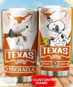 Snoopy and Woodstocks Paints Logo Texas Longhorns Custom Name Tumbler