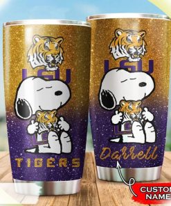 Snoopy Hug Logo LSU Tigers Custom Name Tumbler