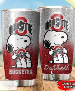Snoopy Hug Logo Ohio State Buckeyes Custom Name Tumbler