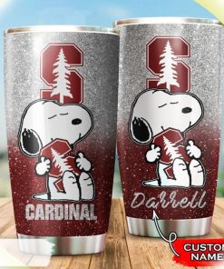 Snoopy Hug Logo Stanford Cardinal Custom Name Tumbler