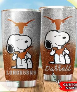 Snoopy Hug Logo Texas Longhorns Custom Name Tumbler
