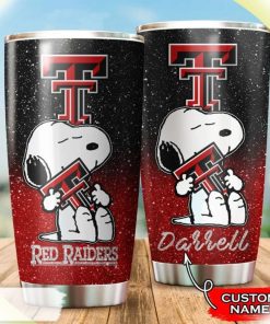 Snoopy Hug Logo Texas Tech Red Raiders Custom Name Tumbler
