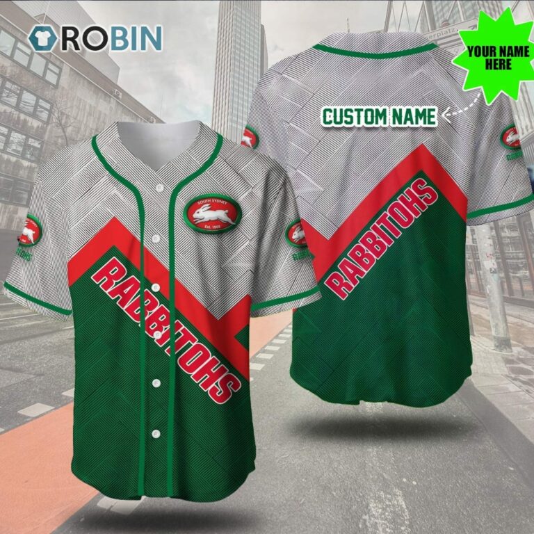 South Sydney Rabbitohs Metal 3D Personalized Baseball Jersey