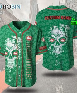 South Sydney Rabbitohs Skull Floral 3D Personalized Baseball Jersey