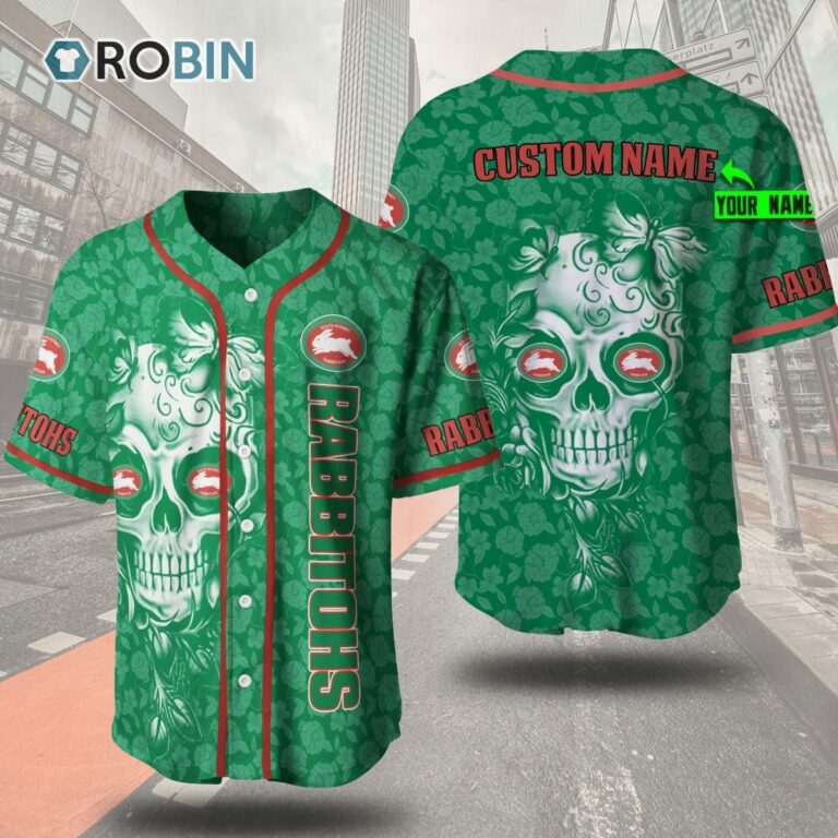 South Sydney Rabbitohs Skull Floral 3D Personalized Baseball Jersey