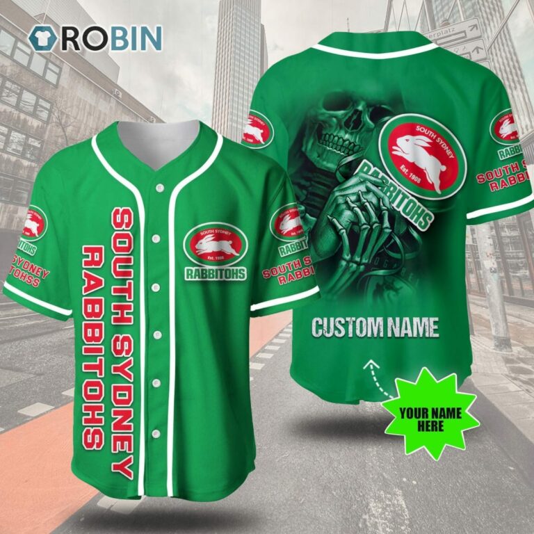 South Sydney Rabbitohs Skull 3D Personalized Baseball Jersey