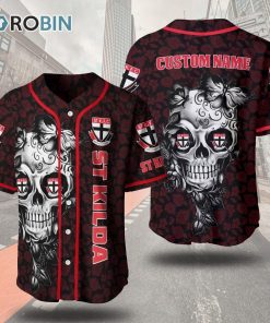 St Kilda Football Club Skull Floral 3D Personalized Baseball Jersey