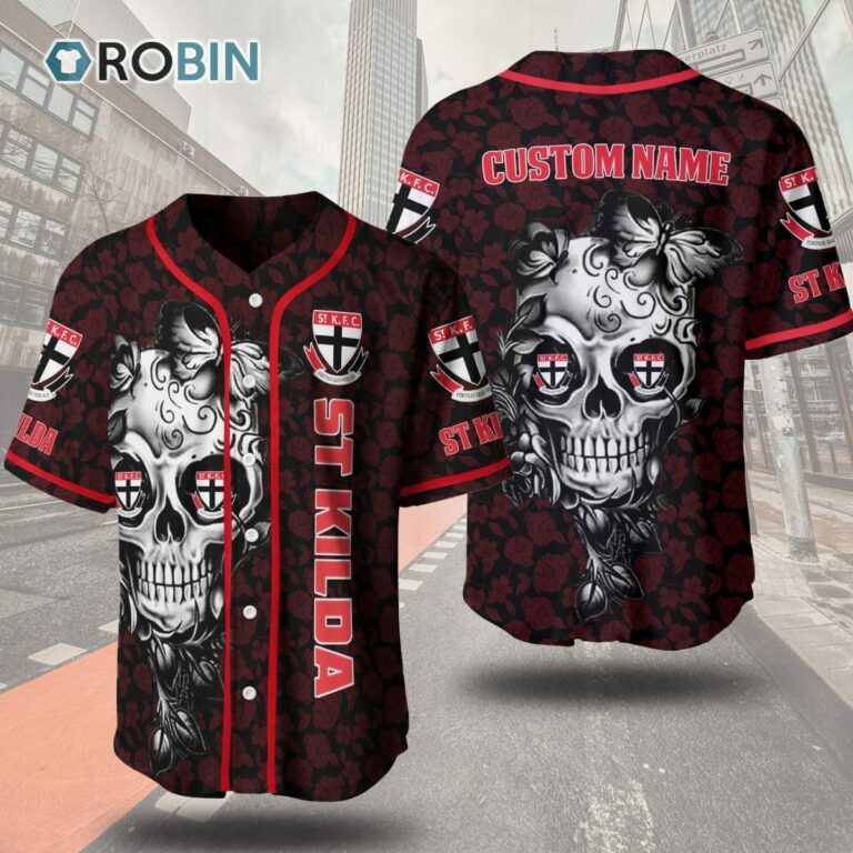 St Kilda Football Club Skull Floral 3D Personalized Baseball Jersey