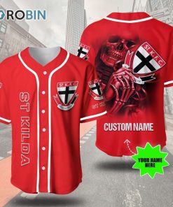St Kilda Football Club Skull 3D Personalized Baseball Jersey