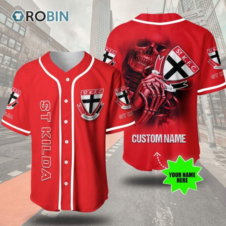 St Kilda Football Club Skull 3D Personalized Baseball Jersey