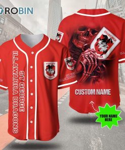 St. George Illawarra Dragons Skull 3D Personalized Baseball Jersey