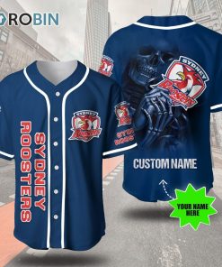 Sydney Roosters Skull 3D Personalized Baseball Jersey