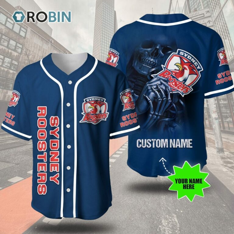 Sydney Roosters Skull 3D Personalized Baseball Jersey