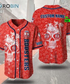 Sydney Roosters Skull Floral 3D Personalized Baseball Jersey Sydney Roosters Skull Floral 3D Personalized Baseball Jersey