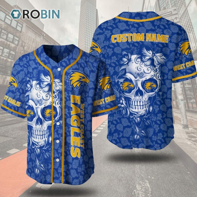 West Coast Eagles Football Club Skull 3D Personalized Baseball Jersey