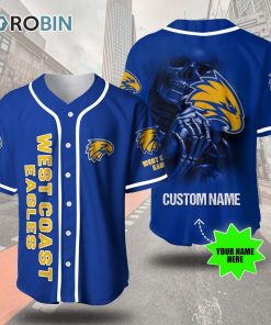 West Coast Eagles Skull 3D Personalized Baseball Jersey