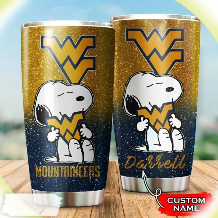 West Virginia Mountaineers Snoopy Custom Name Tumbler
