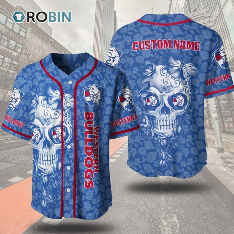Western Bulldogs Football Club Skull 3D Personalized Baseball Jersey