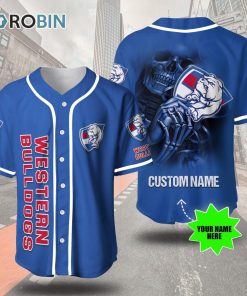 Western Bulldogs Skull 3D Personalized Baseball Jersey