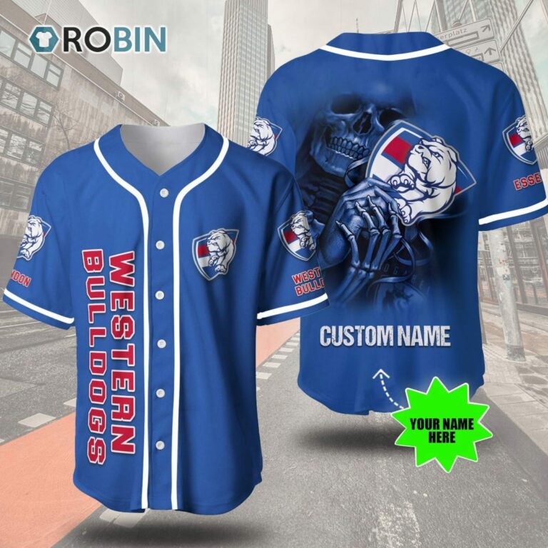 Western Bulldogs Skull 3D Personalized Baseball Jersey