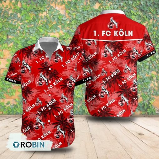 1. FC Koln Palm Tree Short Sleeve Shirt, Summer Hawaiian Shirt