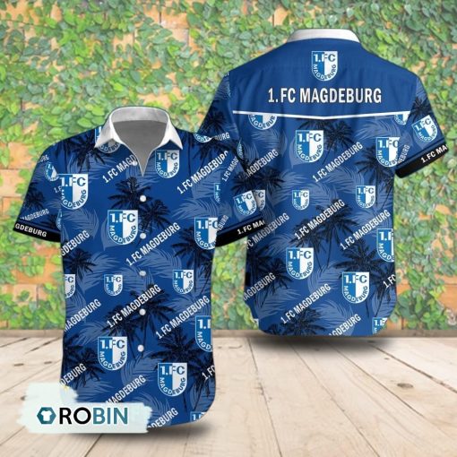 1. FC Magdeburg Palm Tree Short Sleeve Shirt, Summer Hawaiian Shirt