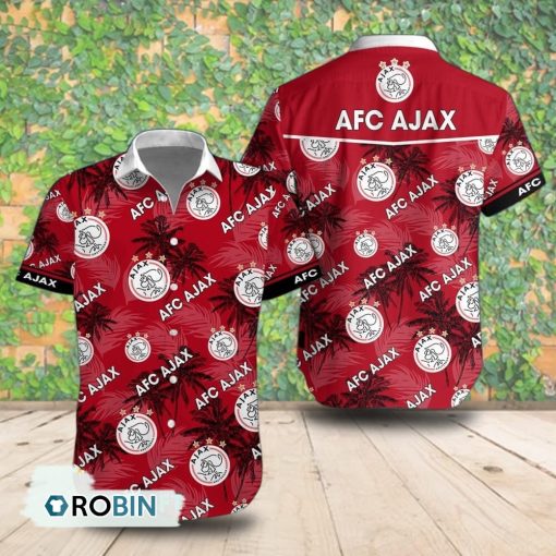 AFC Ajax Palm Tree Short Sleeve Shirt, Summer Hawaiian Shirt