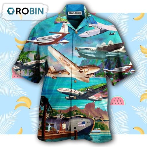 Airplane Fly To Hawaii Aircraft Love Life Hawaiian Shirt
