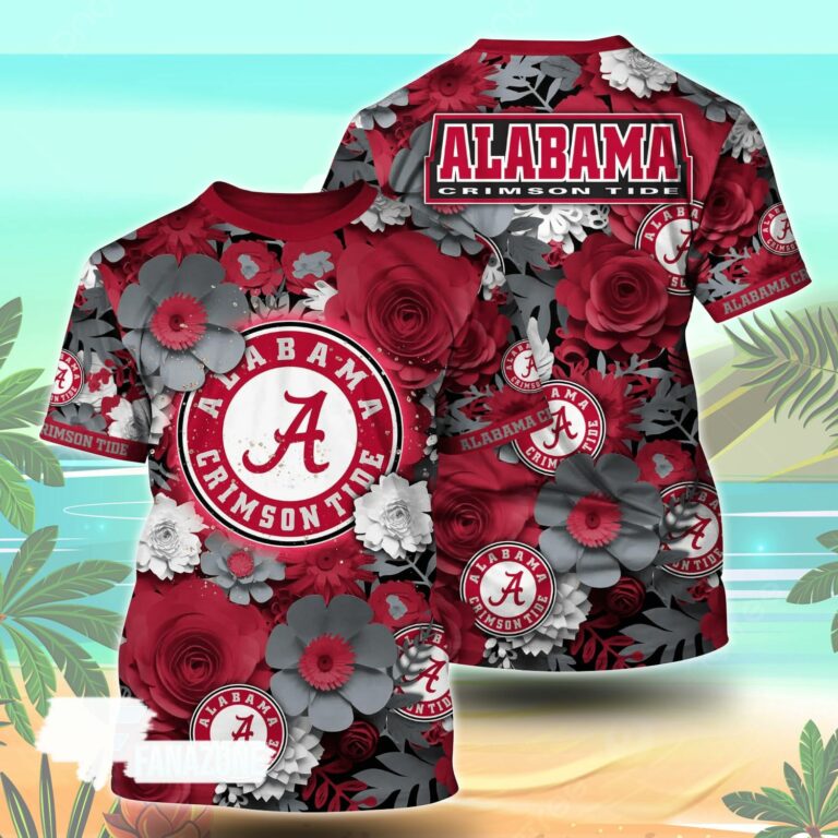 Alabama Crimson Tide NCAA Floral Tshirt For Fans, Summer Football Shirts
