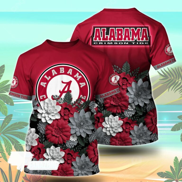 Alabama Crimson Tide NCAA Florals Tshirt For Fans, Summer Football Shirts
