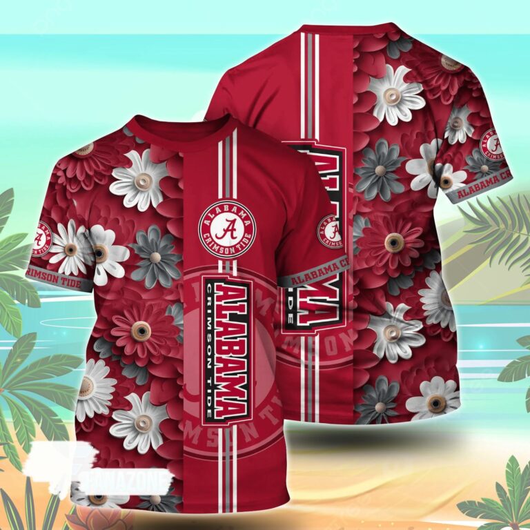 Alabama Crimson Tide NCAA Flower Tshirt For Fans, Summer Football Shirts