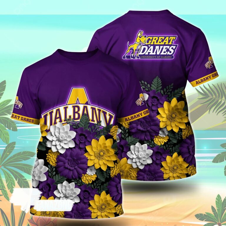 Albany Great Danes NCAA Floral Tshirt For Fans, Summer Football Shirts