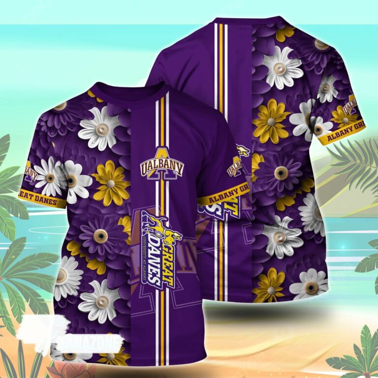 Albany Great Danes NCAA Flower Tshirt For Fans, Summer Football Shirts
