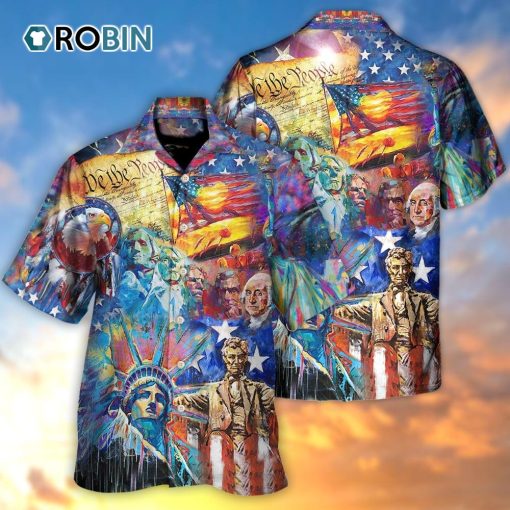America My Patriotic Heart Beats Red White And Blue Hawaiian Shirt