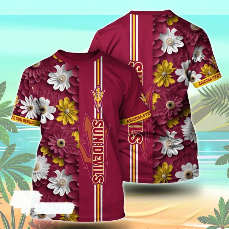 Arizona State Sun Devils NCAA Floral Tshirt For Fans, Summer Football Shirts