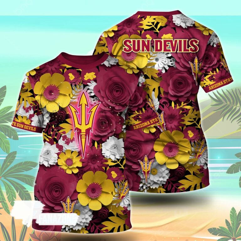 Arizona State Sun Devils NCAA Florals Tshirt For Fans, Summer Football Shirts