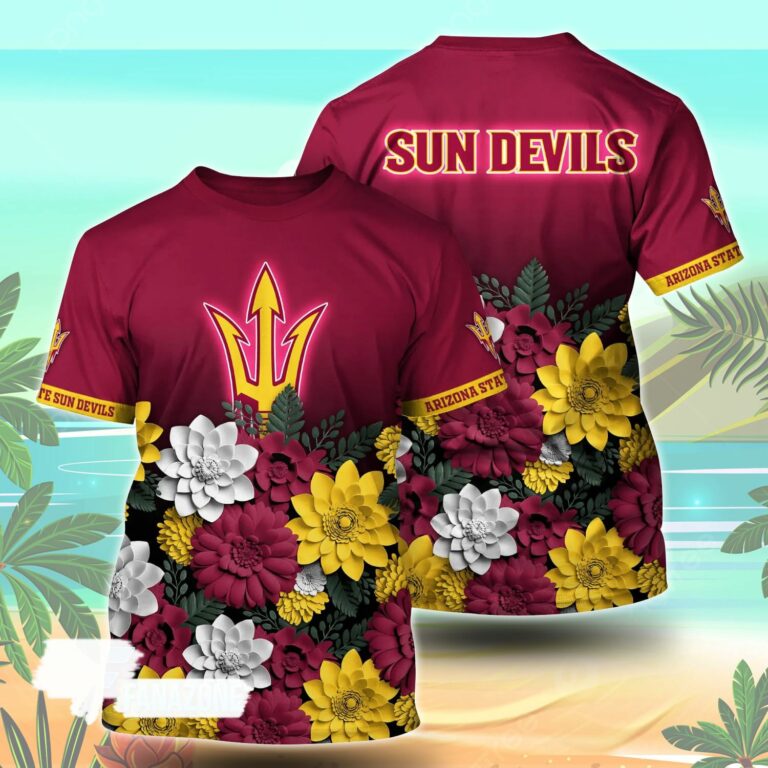Arizona State Sun Devils NCAA Flower Tshirt For Fans, Summer Football Shirts